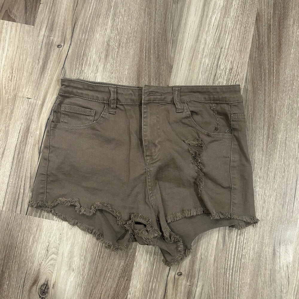 Women's Brown Distressed Shorts